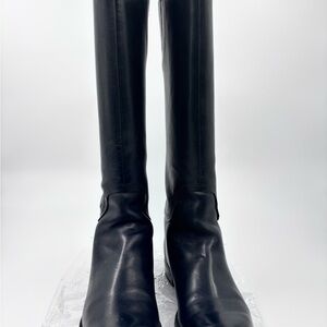 Nine West Black Leather Heeled Boots| knee High Boots